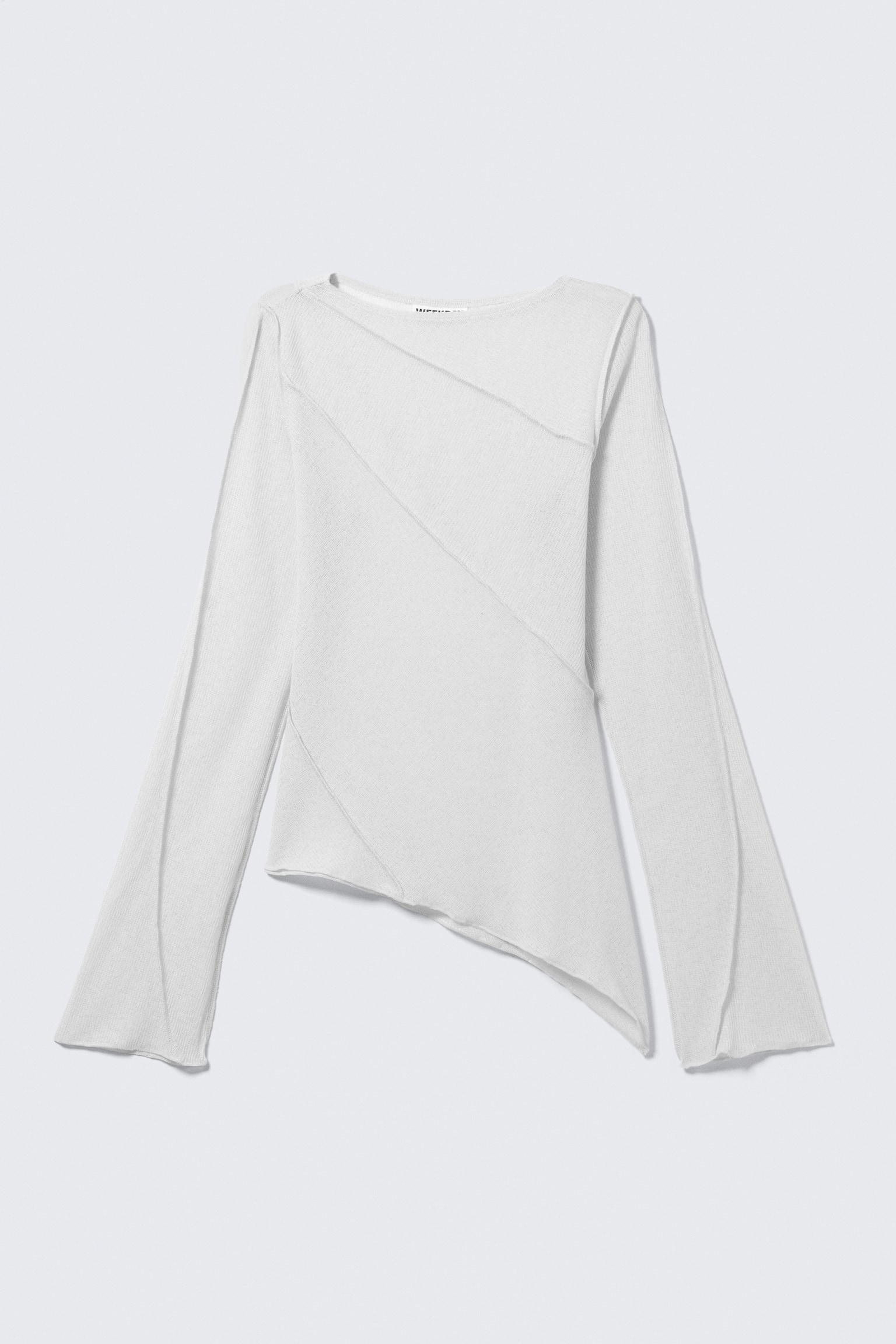 Áttetsző Aszimmetrikus Csónaknyakú Felső - Világos Bézs/Fekete - 2