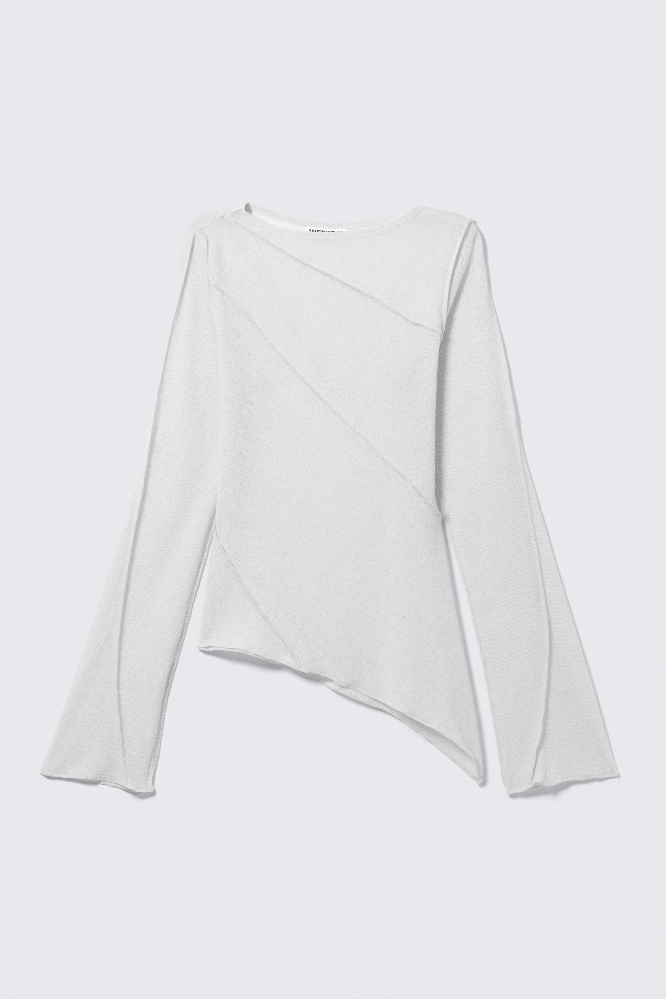 Beige clair - Haut transparent asymétrique à col bateau - 4