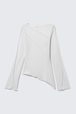 Beige clair - Haut transparent asymétrique à col bateau - 4