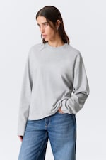 Gris chiné - T-shirt coton carré manches longues - 0