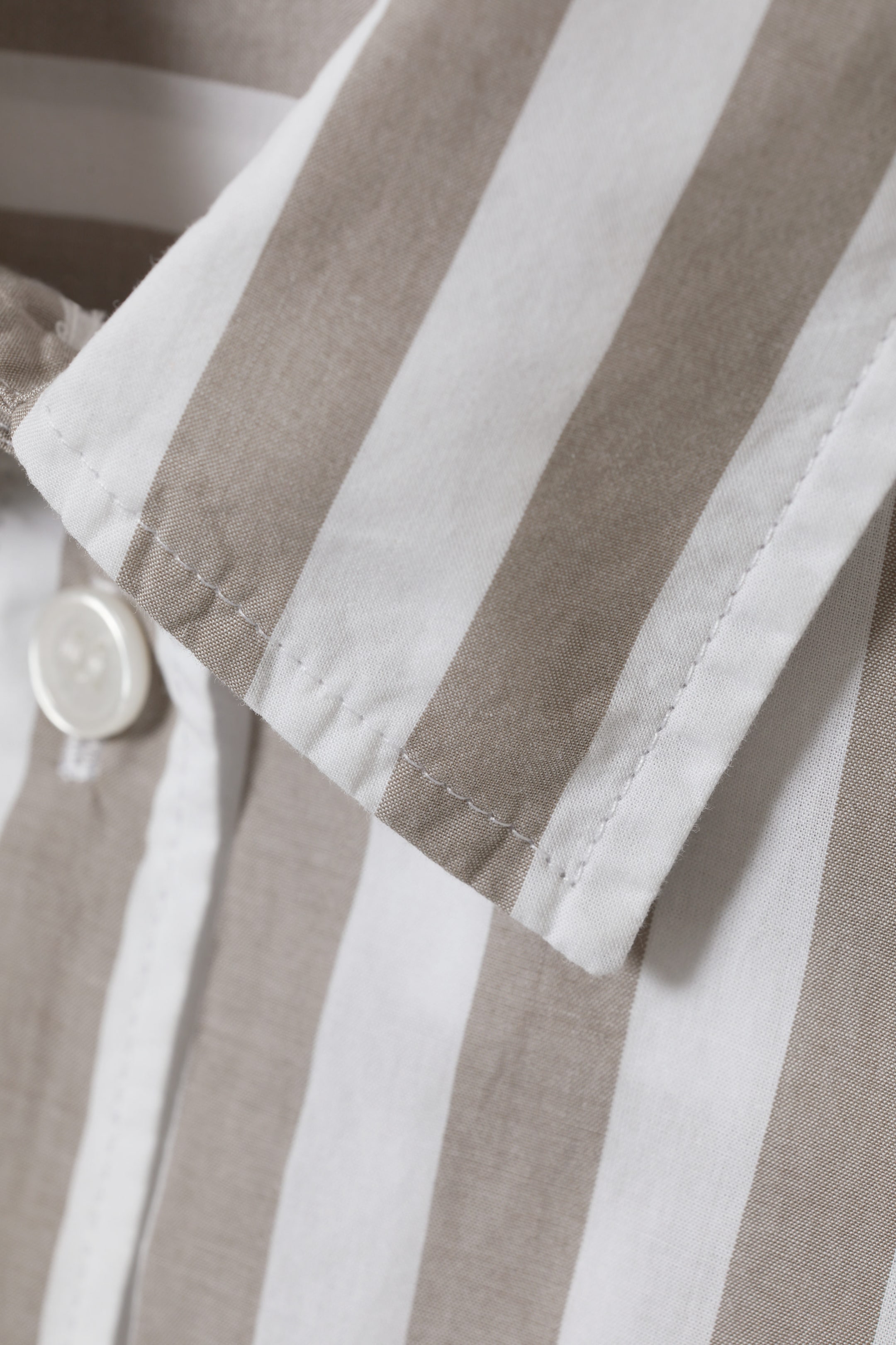 Beige Stripe - Regular Cotton Voile Shirt - 1
