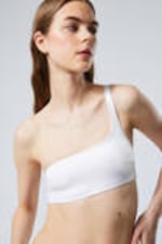 Weiß - Asymmetrisches One-Shoulder-Bikinioberteil - 0