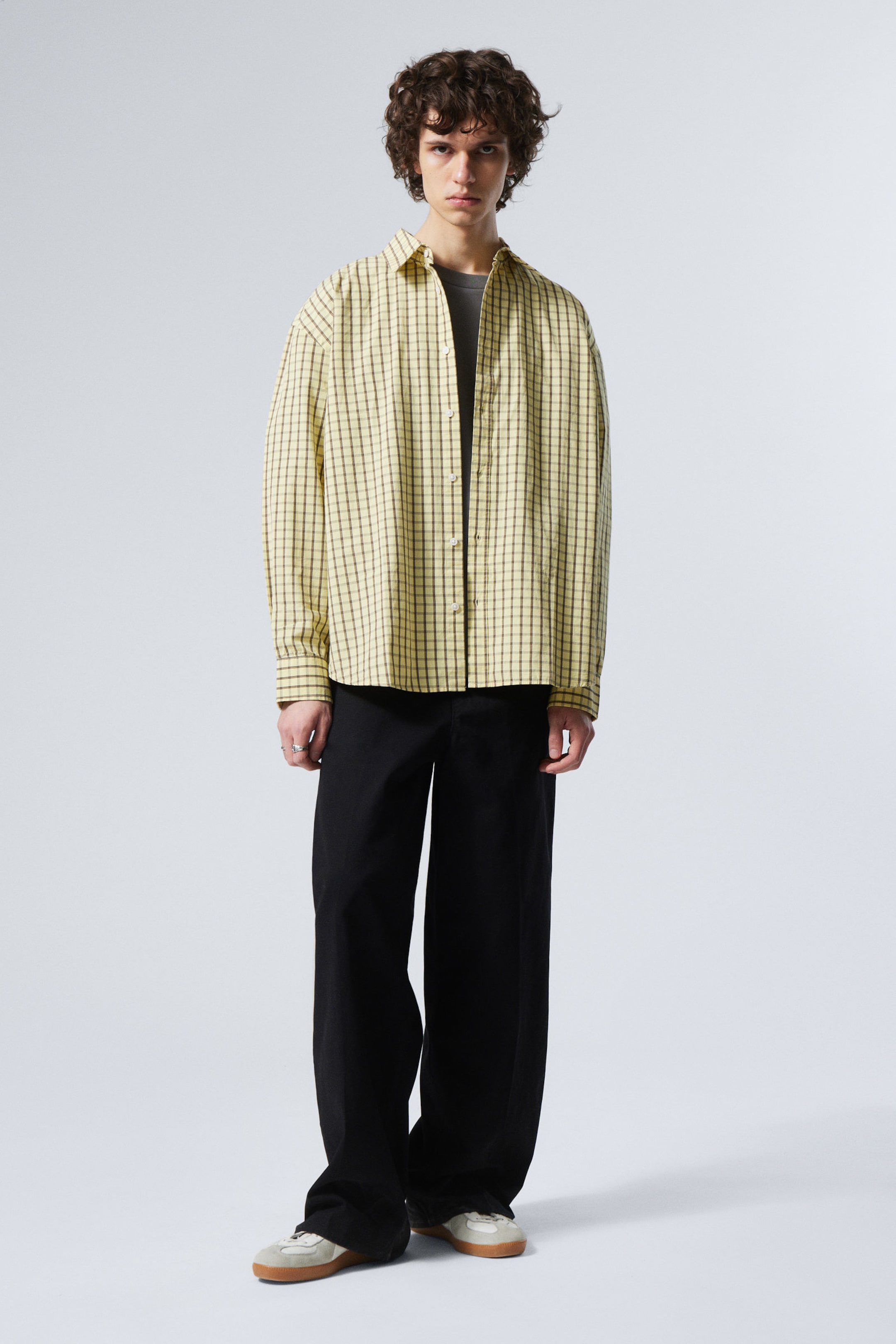 #E5D88E - Oversized geruit popeline overhemd - 2