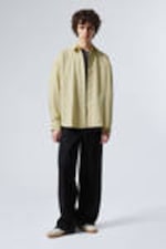 Checked Light Yellow - Oversized Checked Poplin Shirt - 1