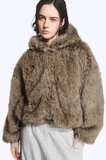 Gris chiné & Marron - Sweat à capuche zippé réversible en fausse fourrure - 3