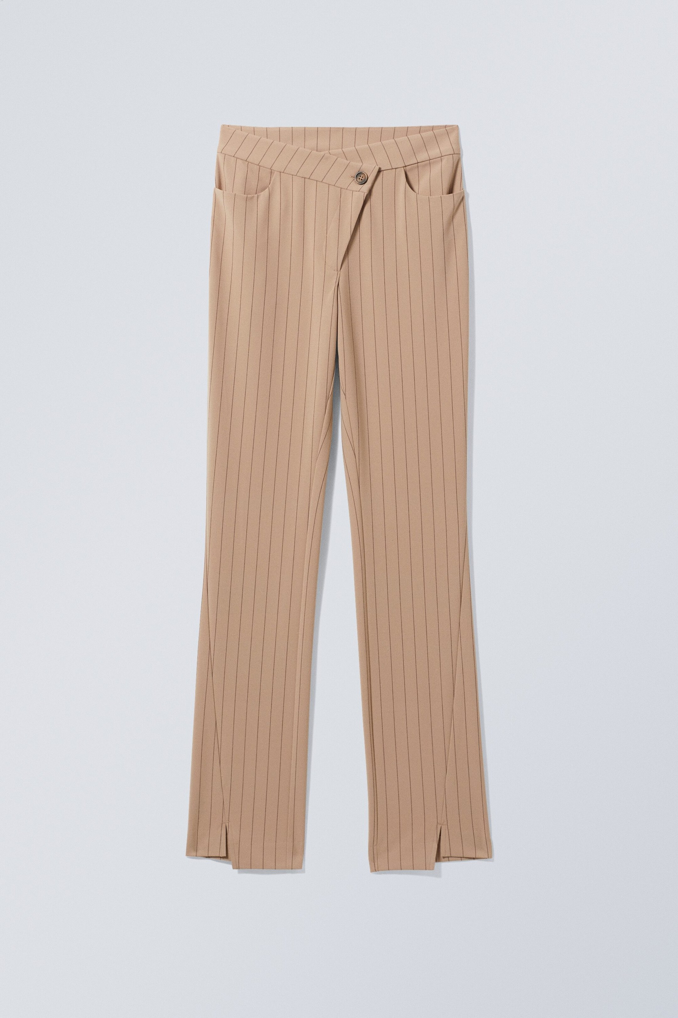 Beige pinstripe - Salena Skew Trousers