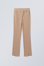 Beige pinstripe - Salena Skew Trousers - 0