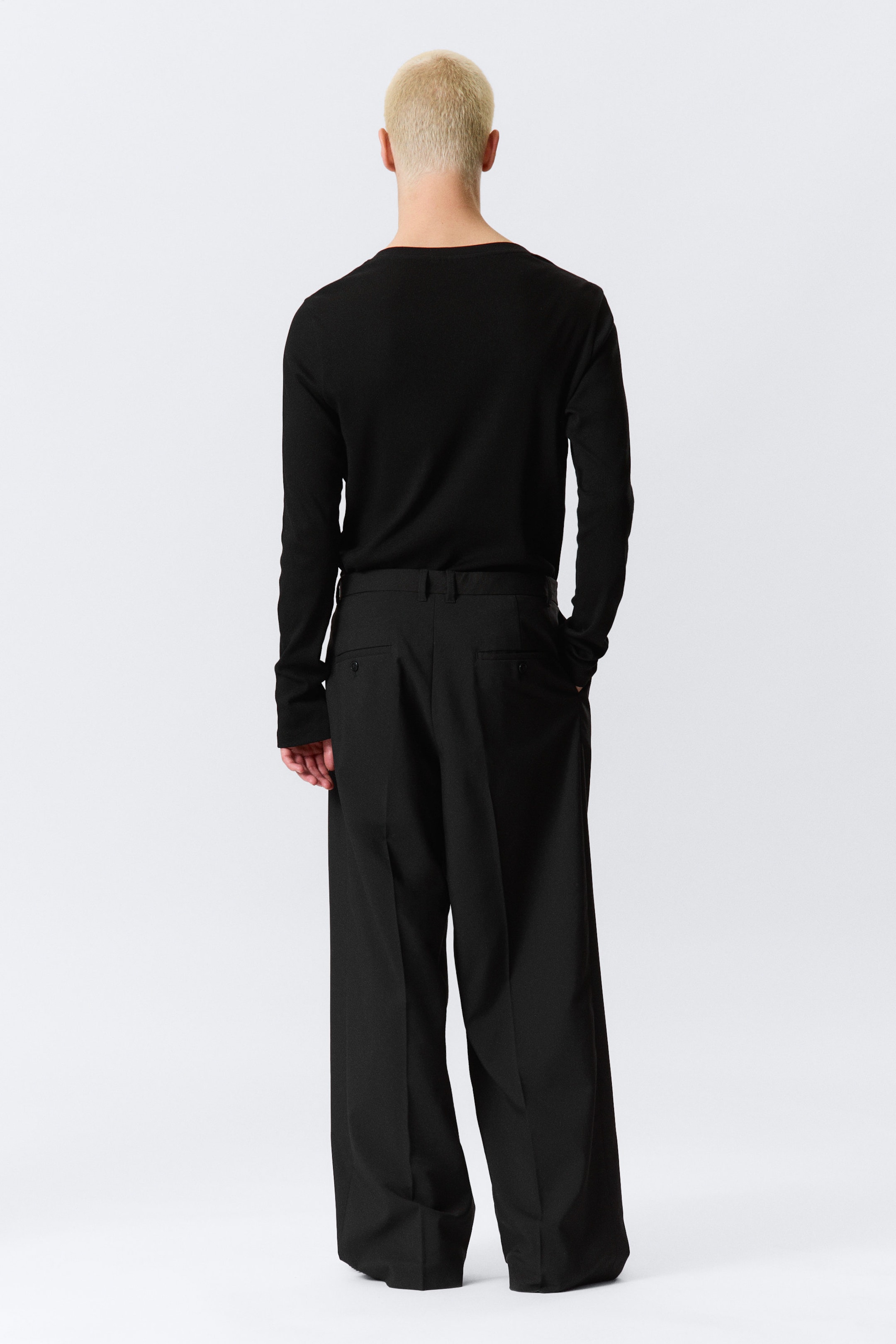 Black - Nate Loose Fit Pleated Suit Trousers - 3