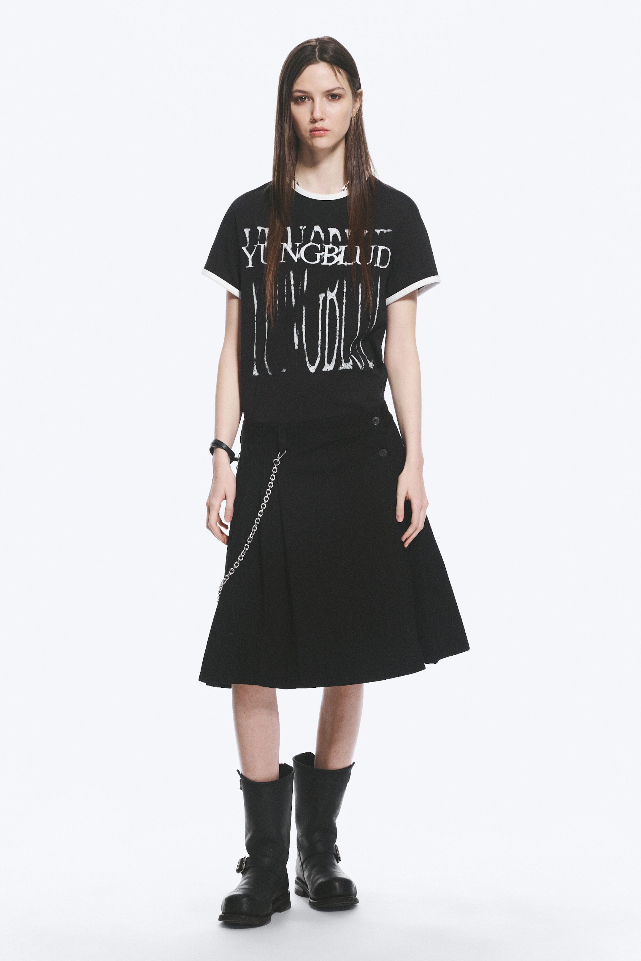 Black - Yungblud Mid Rise Denim Kilt - 1