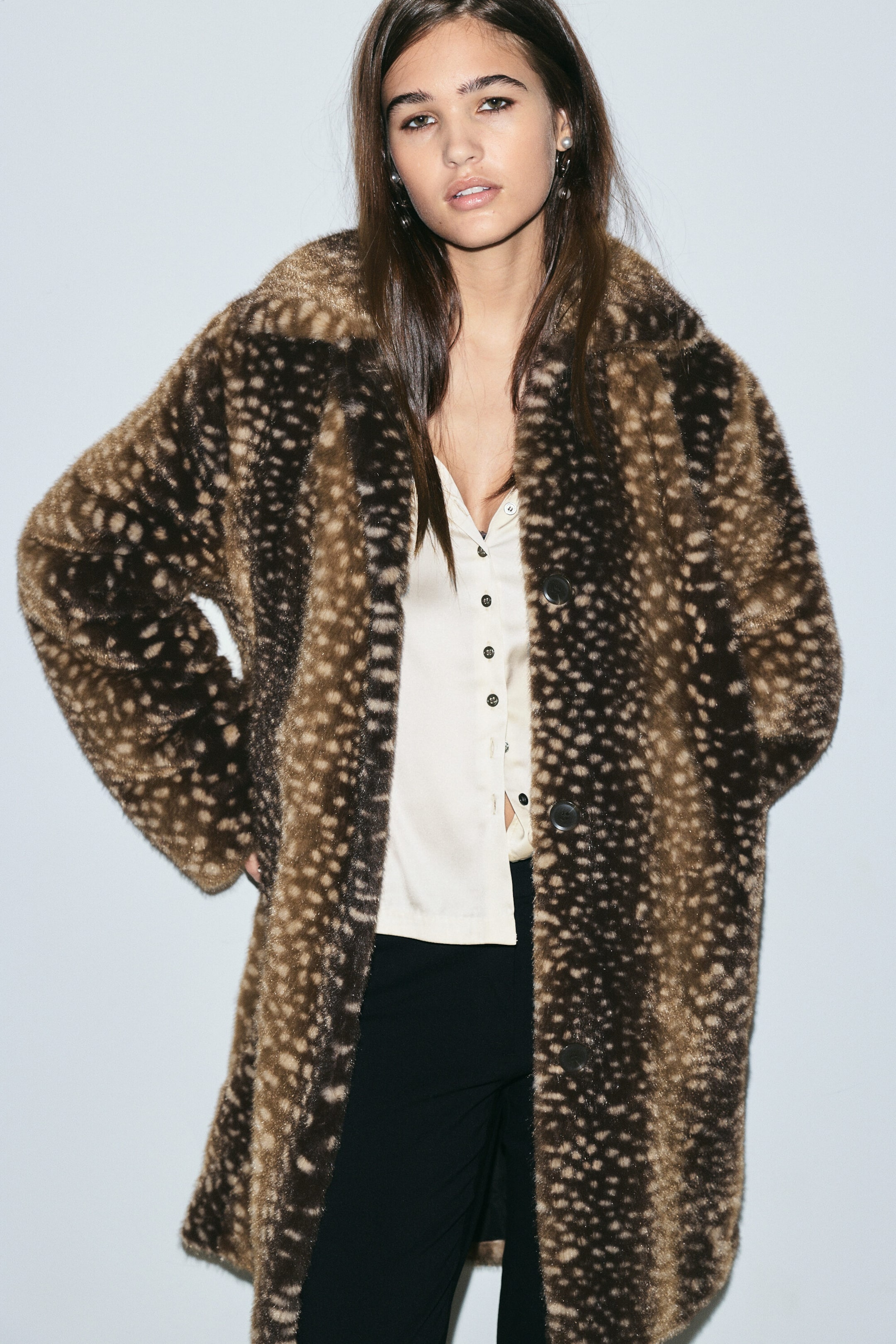Dark Brown - Deer Spots - Carcoat van imitatiebont - 3