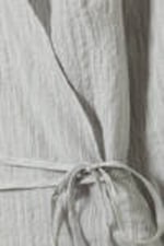Light Grey - Textured Long-Sleeved Wrap Shirt - 5