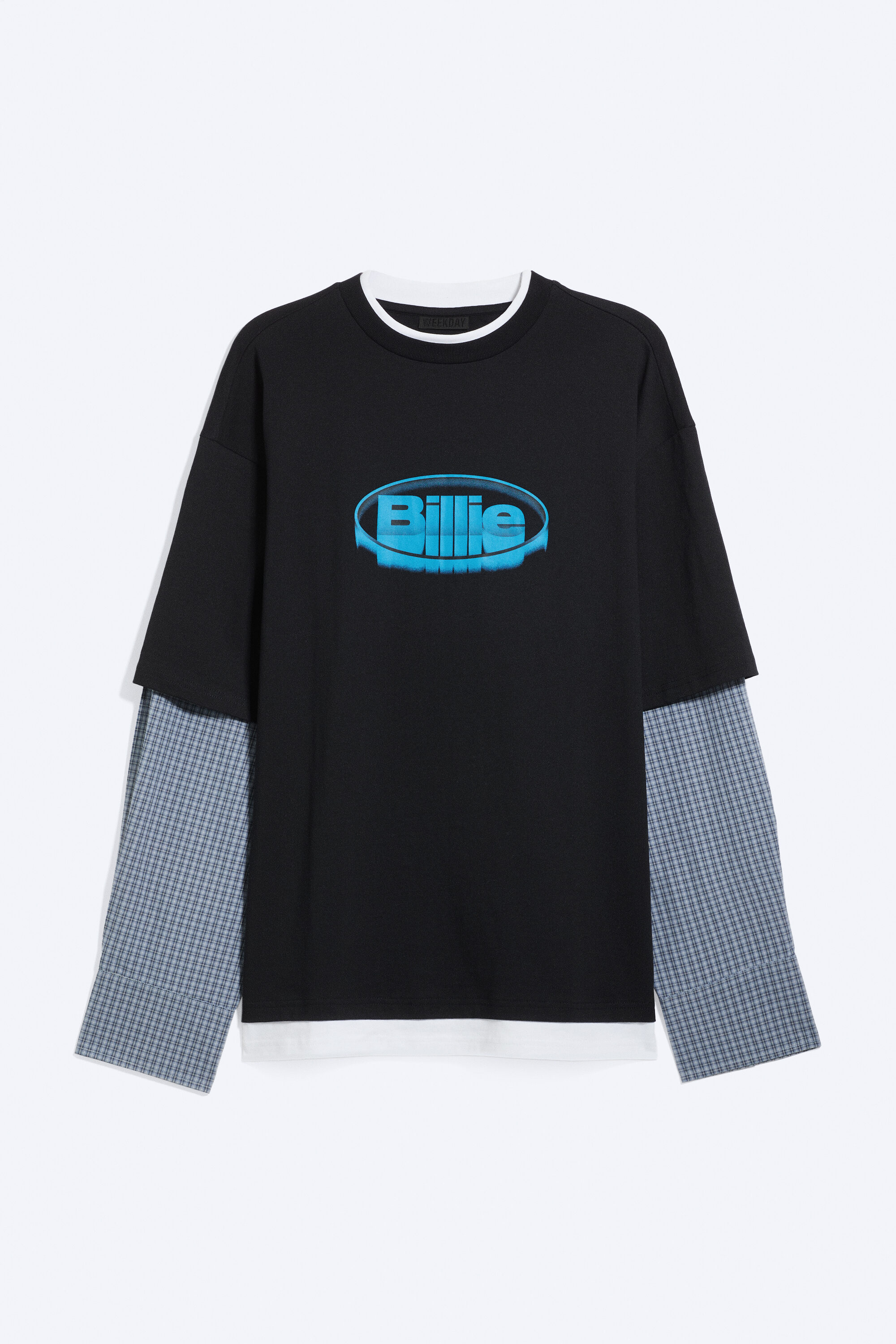 double-layered long-sleeved t-shirt - Black & White | Weekday EU