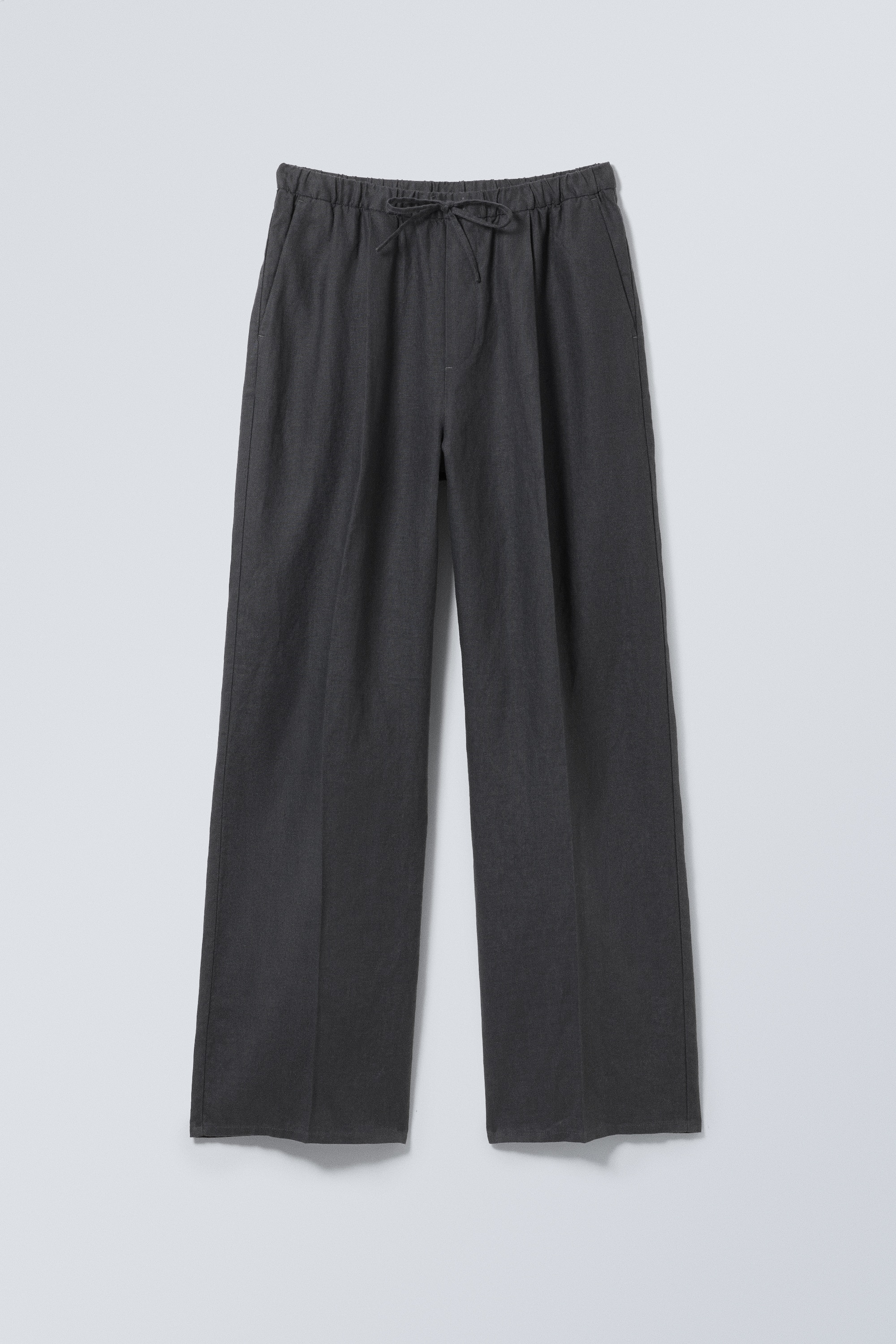 Pantalón de lino holgado de pernera recta - Gris oscuro/Negro/Blanco