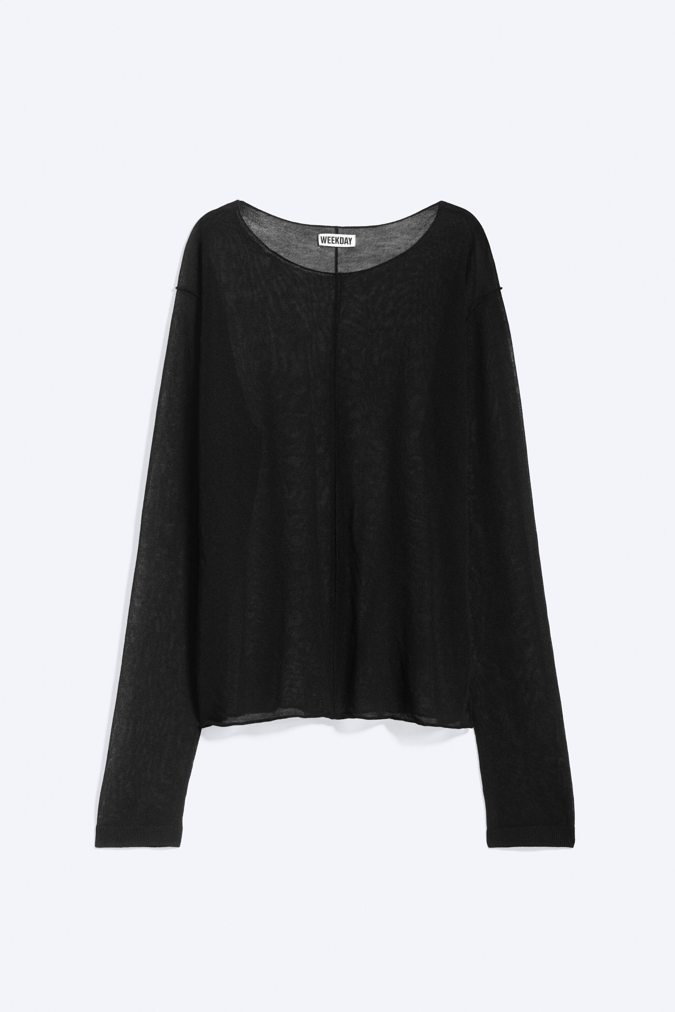 Schwarz - Lockerer, transparenter Strickpullover - 4