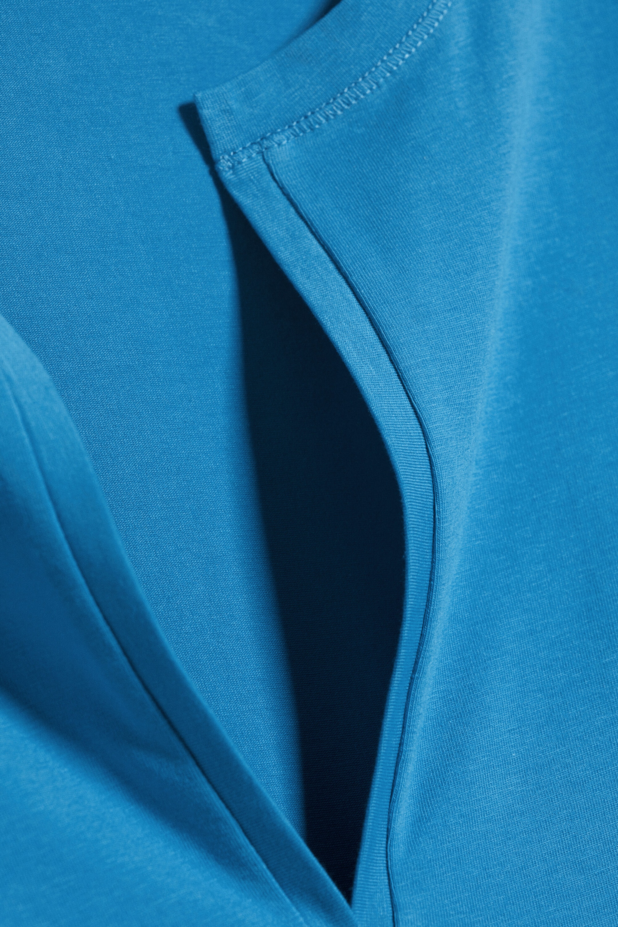 Blue - Split V-neck Three-quarter sleeve top - 1