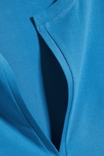 Blue - Split V-neck Three-quarter sleeve top - 1