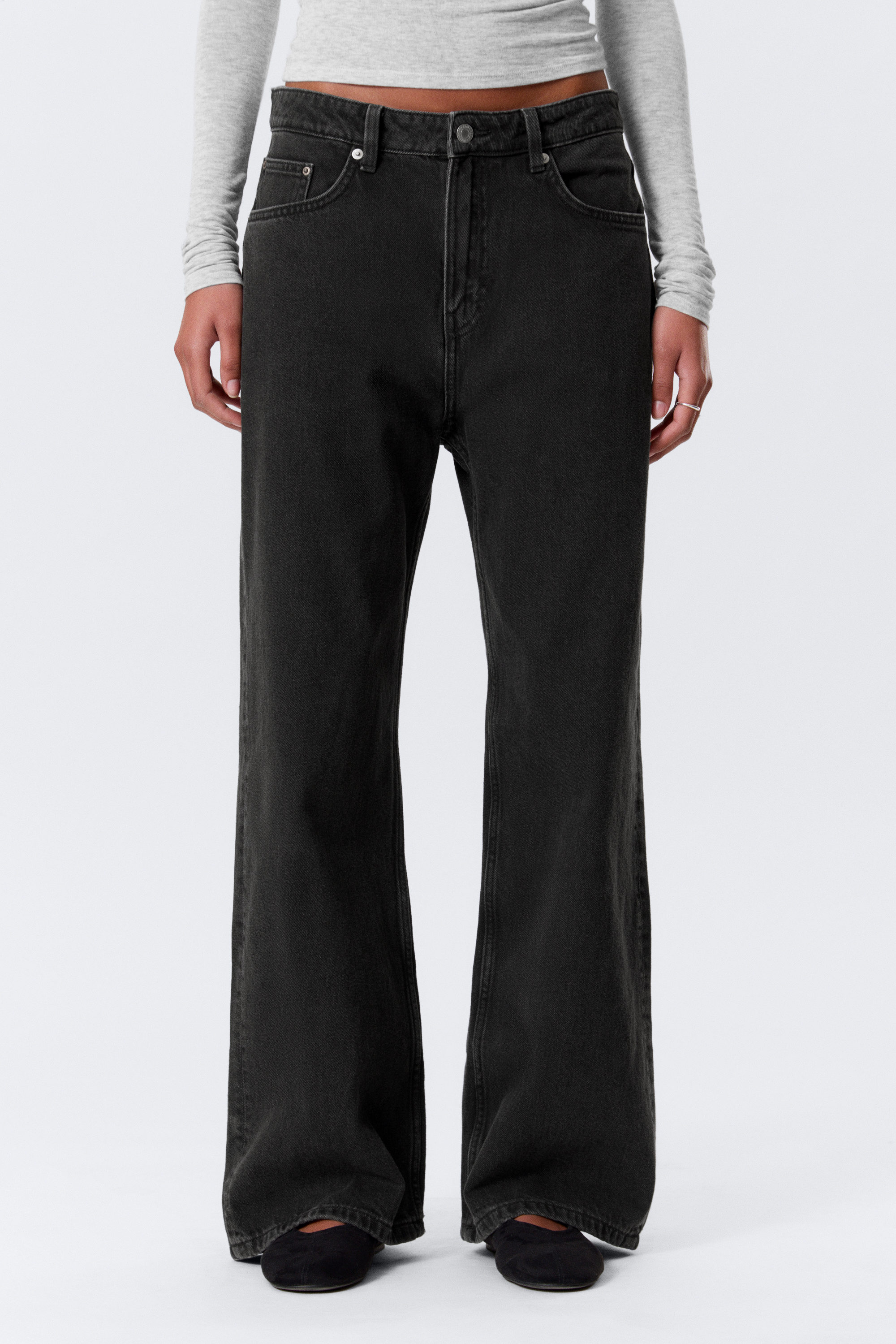 missy low rise loose straight leg jeans - Tuned Black - Black