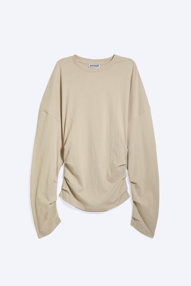 Top plissé a maniche lunghe - Talpa chiaro/Grigio chiaro mélange/Bianco - 1