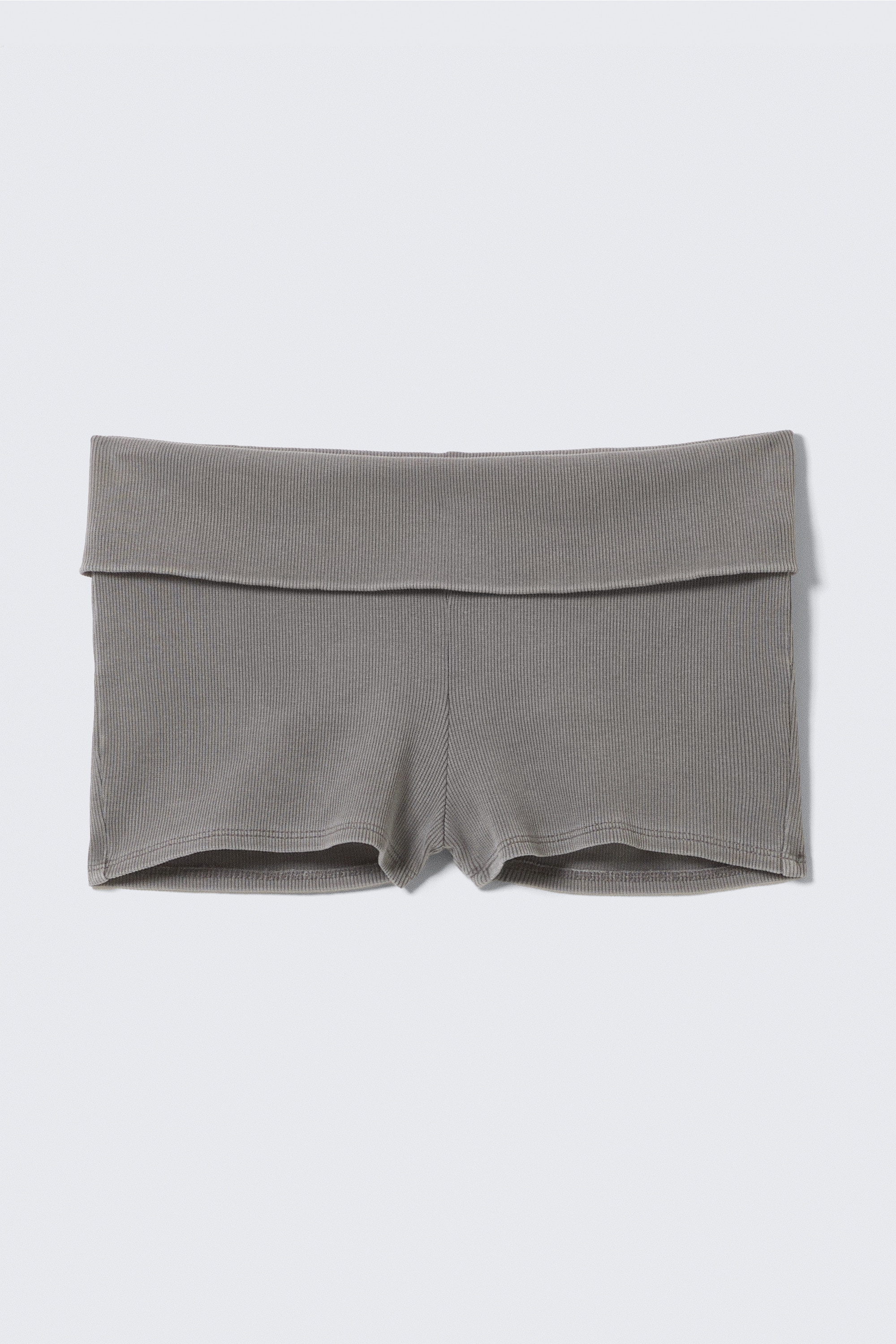 Hotpants en coton côtelé et plié - Gris
