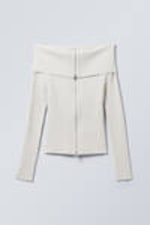 Mole Dusty Light - Vanna Off Shoulder Zip Cardigan - 0