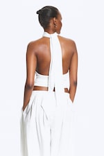 White - Draped Halterneck Top - 3