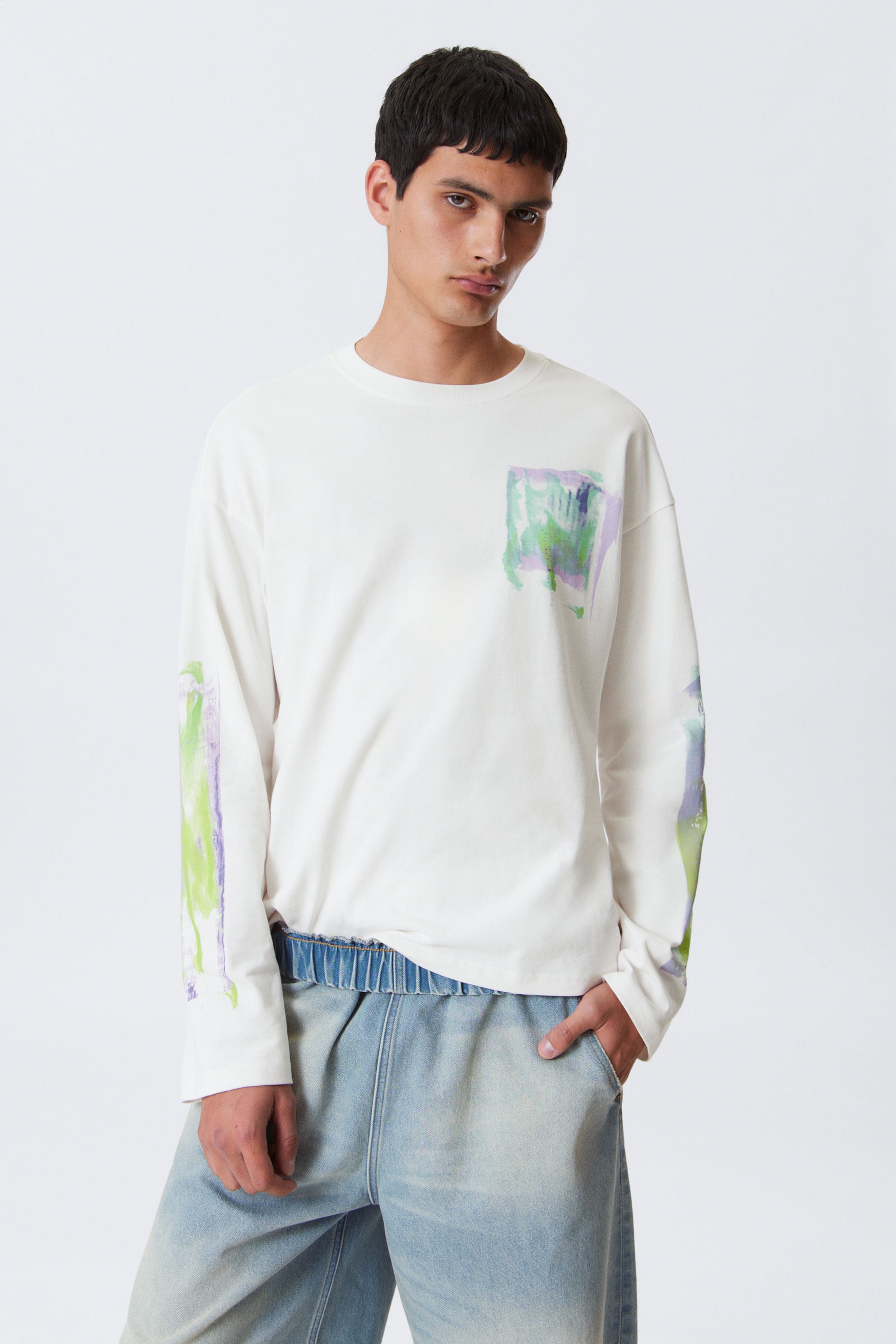 #F0EEED - Great Boxy Graphic Long Sleeve T-shirt - 1