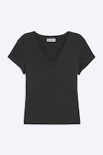 Dark Grey - Slim Fit Deep V-Neck T-Shirt - 0
