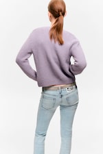 Lila - Borstad stickad cardigan med knappar - 3