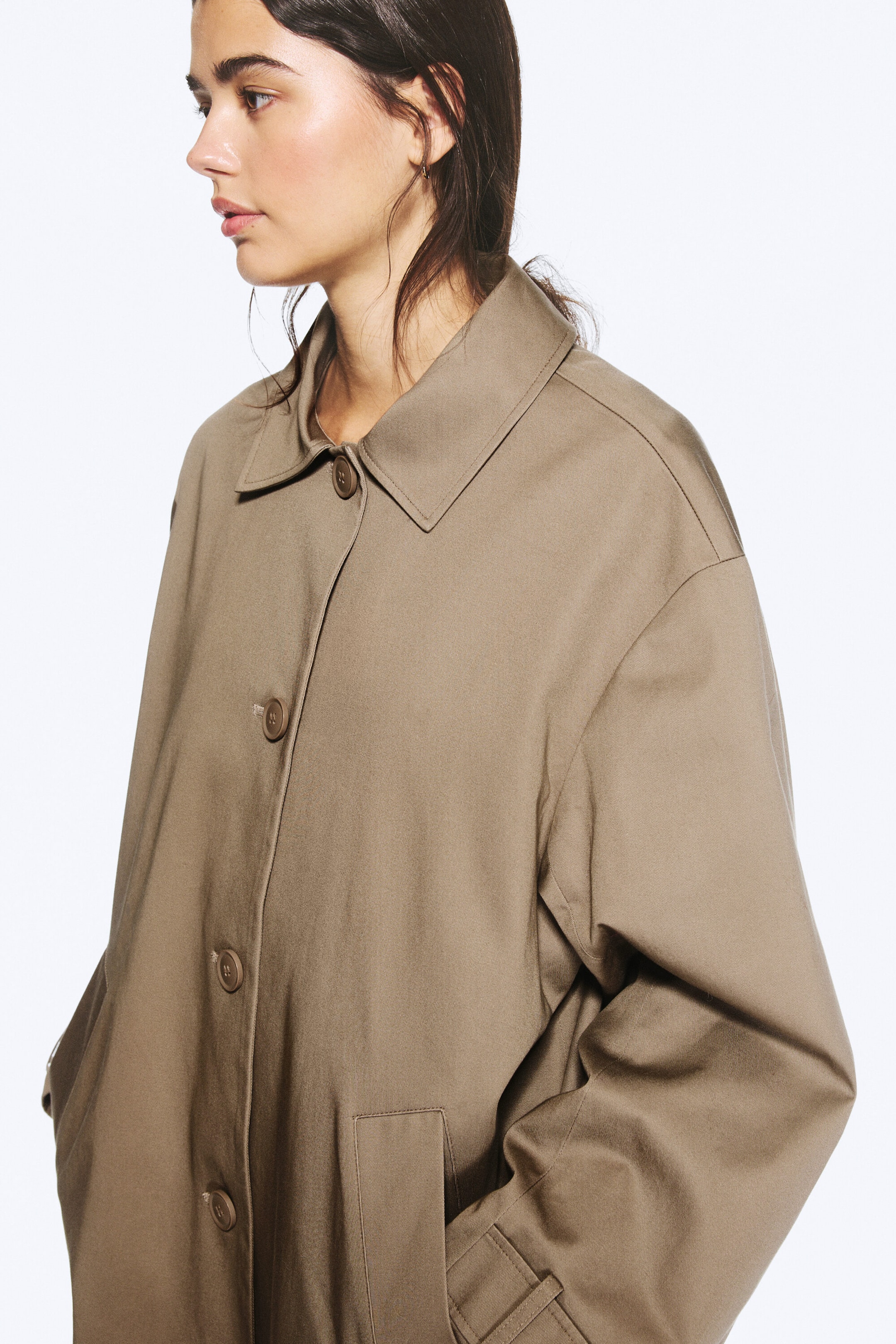 Taupe cendré - Manteau croisé décontracté - 2