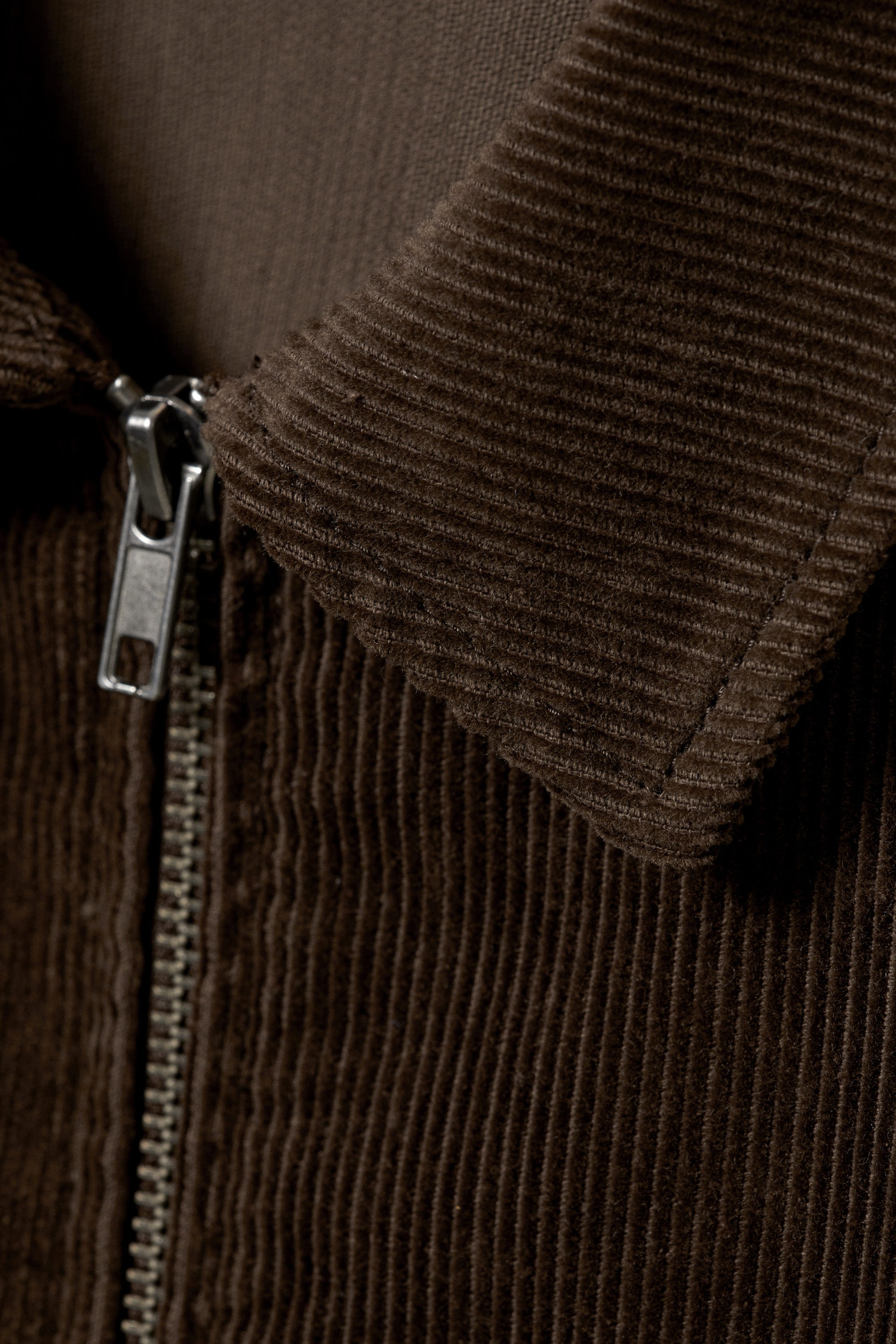 Brown Corduroy - Fitted Corduroy Zip-Up Jacket - 5