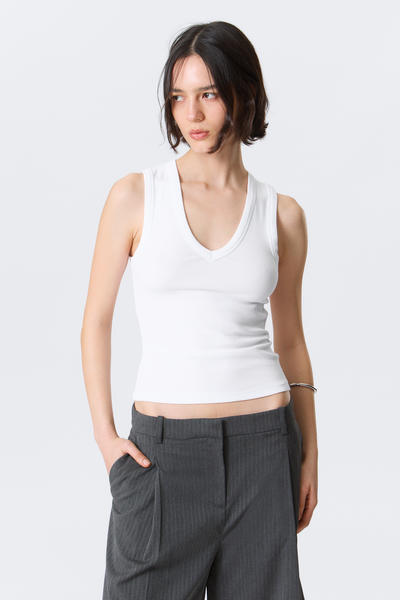Ribbed V-neck Tank Top