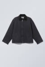 Verwaschenes Schwarz - Jacke Belle aus gewaschenem Canvas - 0