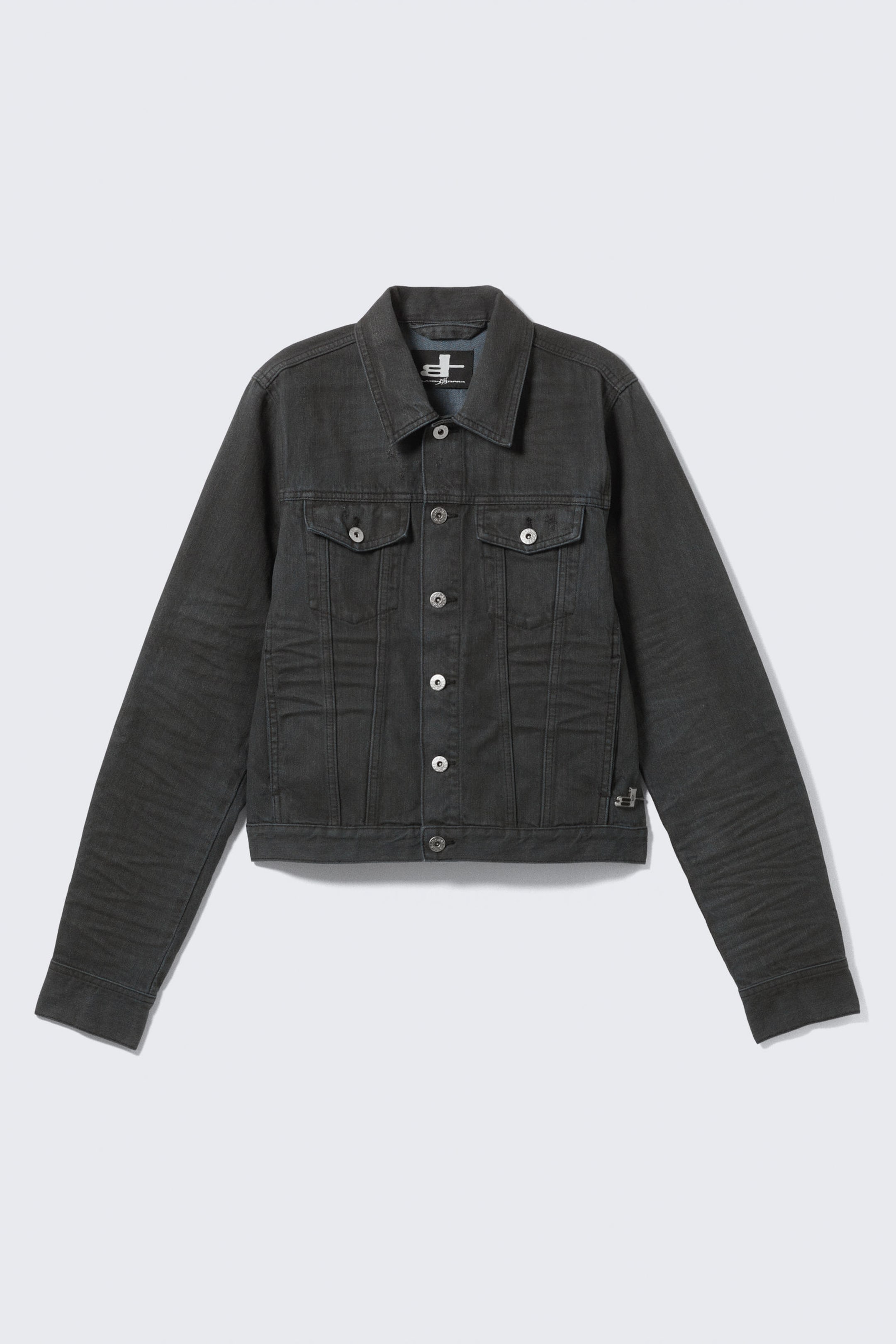 Beschichtetes Schwarz - CM x LB Schwarze, beschichtete Unisex-Jeansjacke - 7