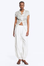 Dark Grey - Short-Sleeved Crinkle Shirt - 1