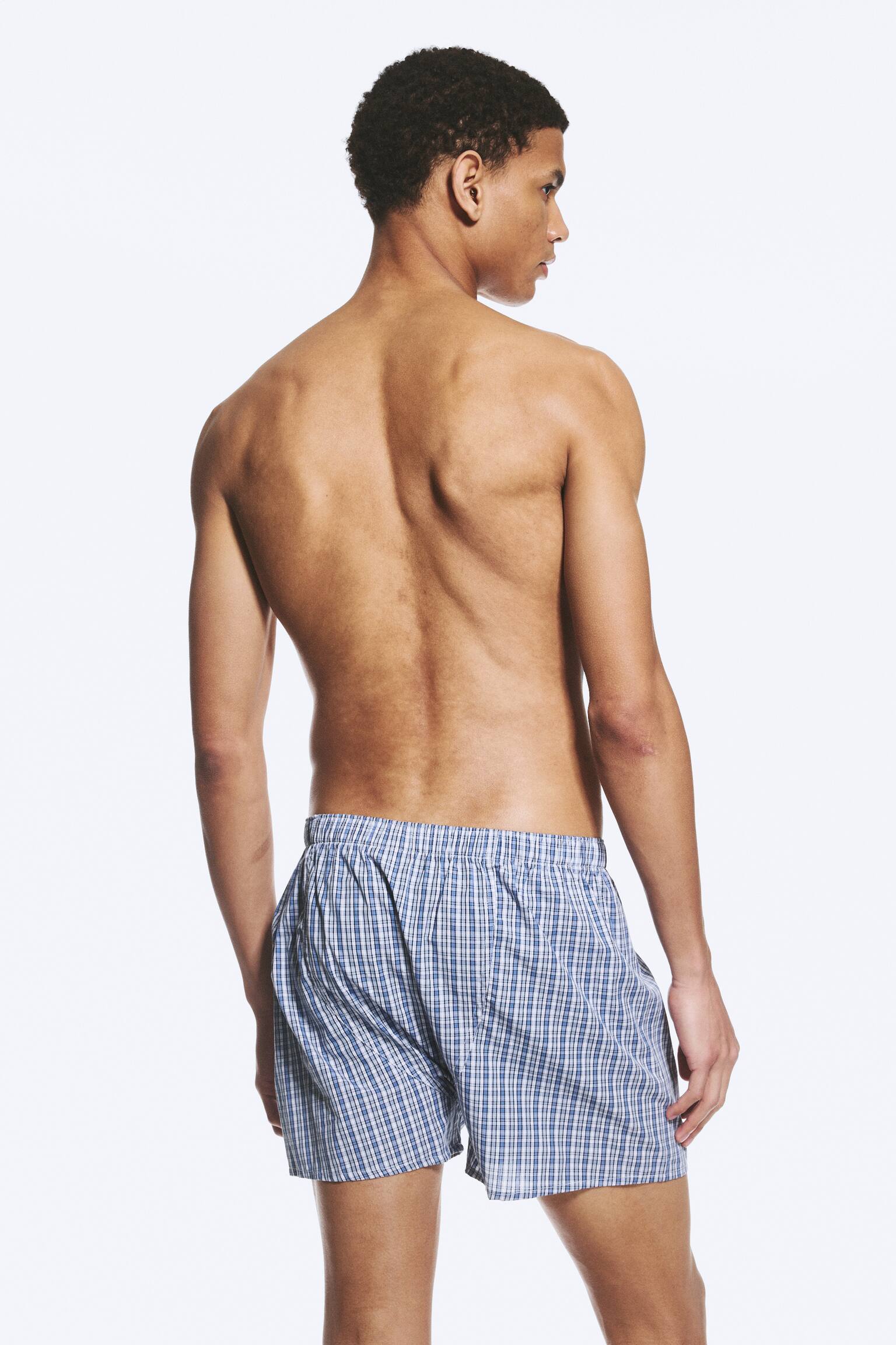 2-pack Boxer Shorts - Purple Checks Blue Checks/Καρό Καφέ & Ριγέ Λευκό/White, Blue Stripes - 5