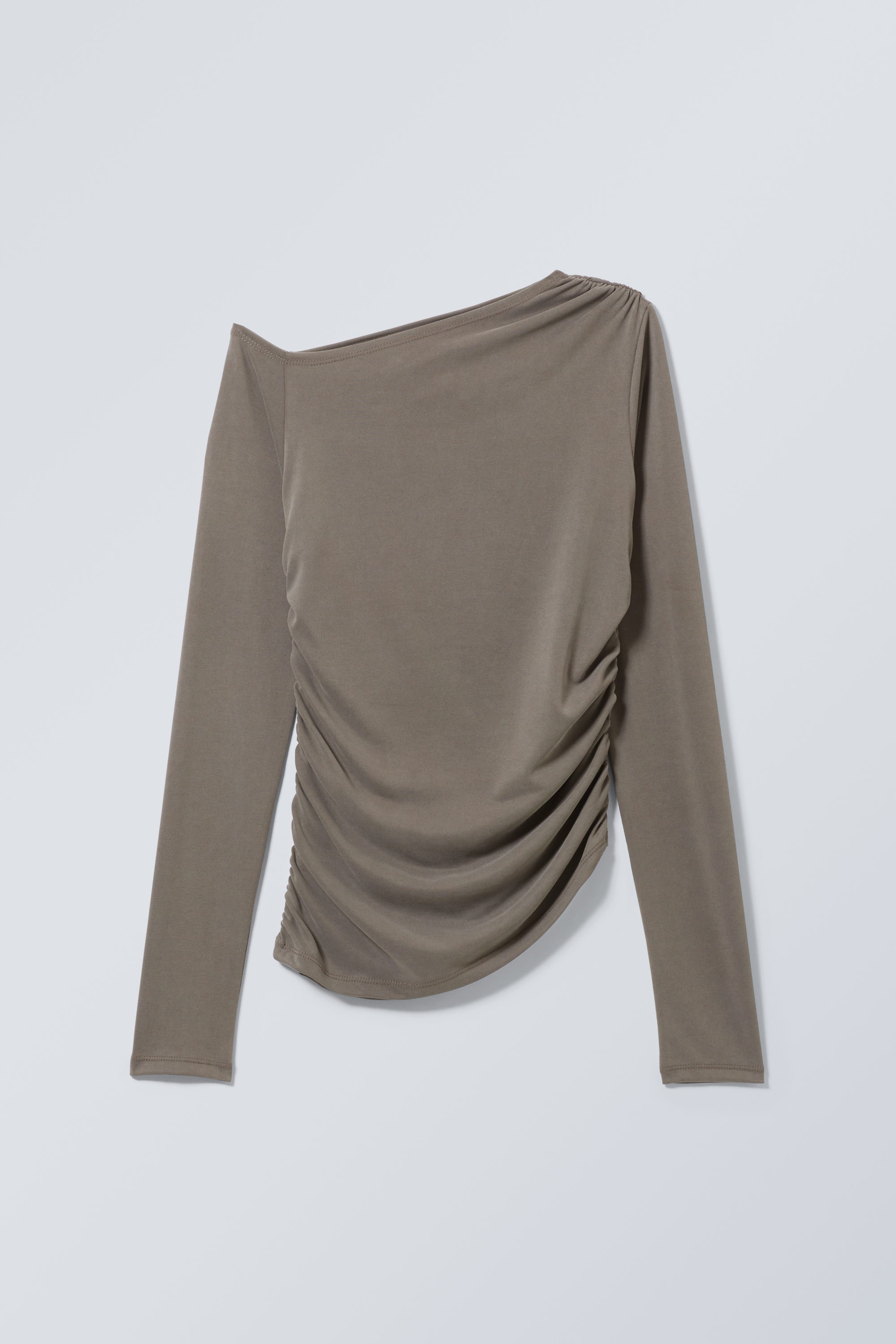 Dunkles Taupe - Main asymmetrisches Langarmoberteil - 0