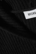 Schwarz - Kastiger Strick-Hoodie - 1