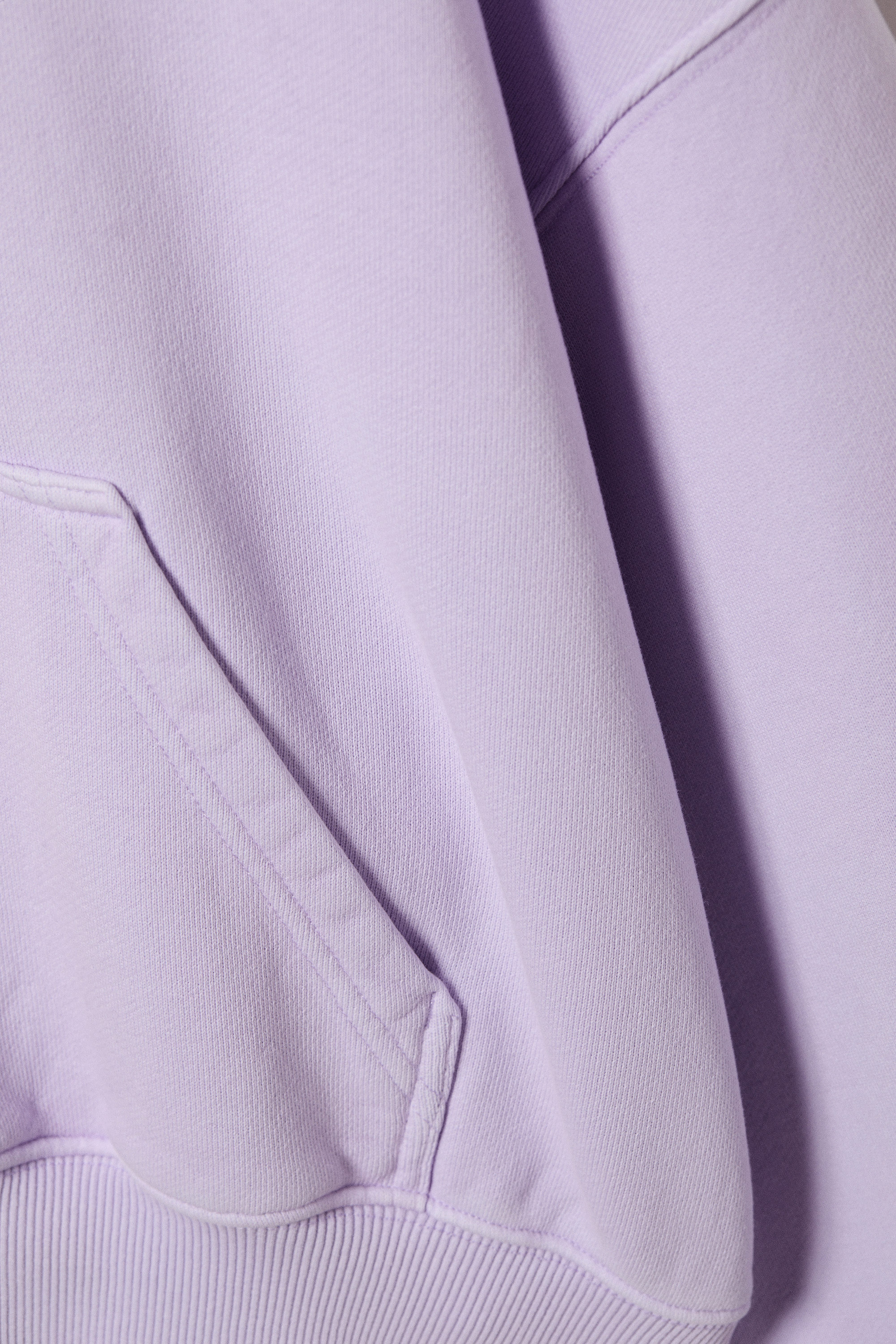 Washed Light Purple - Boxy Cotton Fleece Hoodie - 3