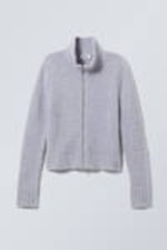Gedecktes Flieder - Zottelige Strickjacke mit Reißverschluss Carla - 0