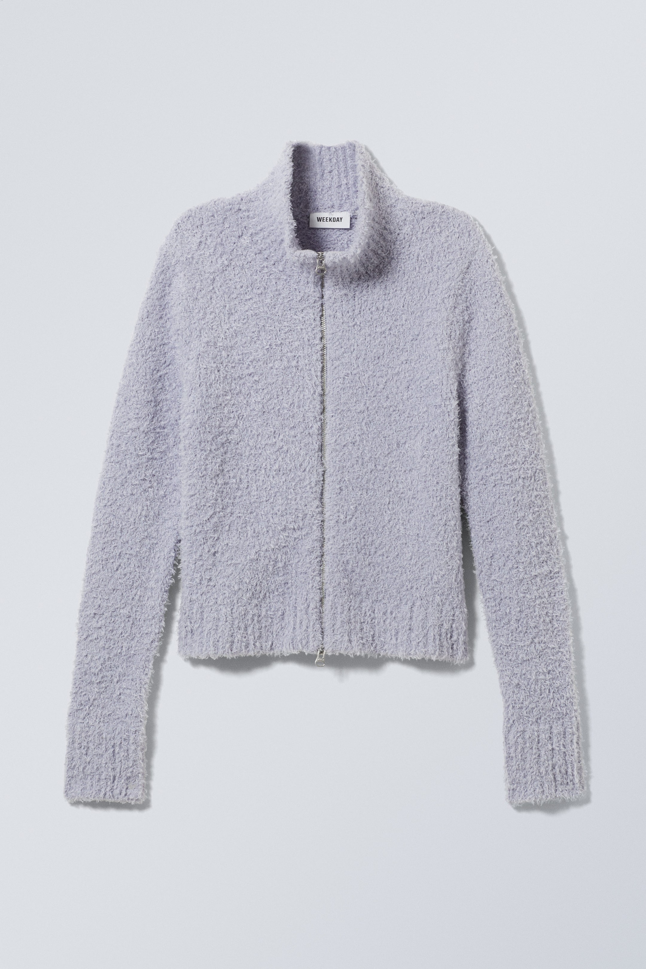 Dusty Lilac - Carla Zip Hairy Cardigan - 0