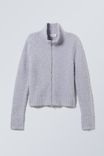 Dusty Lilac - Carla Zip Hairy Cardigan - 0
