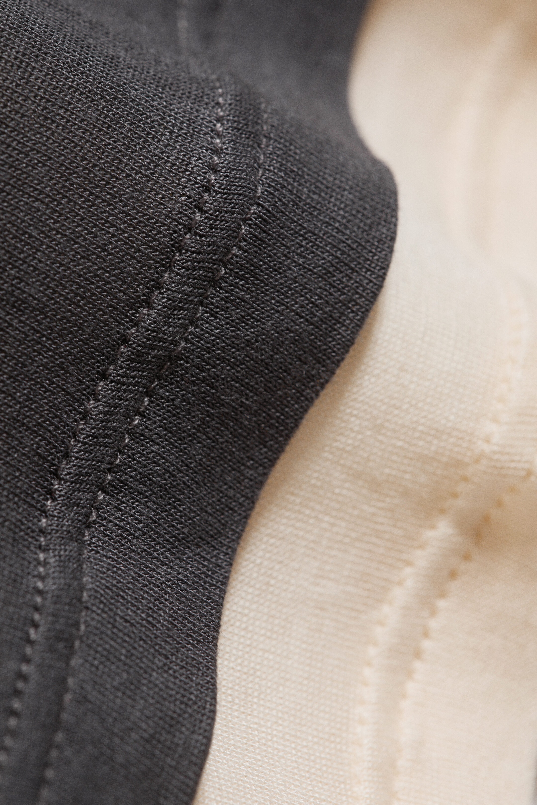 Dark Grey/Beige - Slim Double-Layer Jersey Top - 1