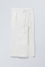 Wit - Denim wikkelrok met onafgewerkte randen - 0