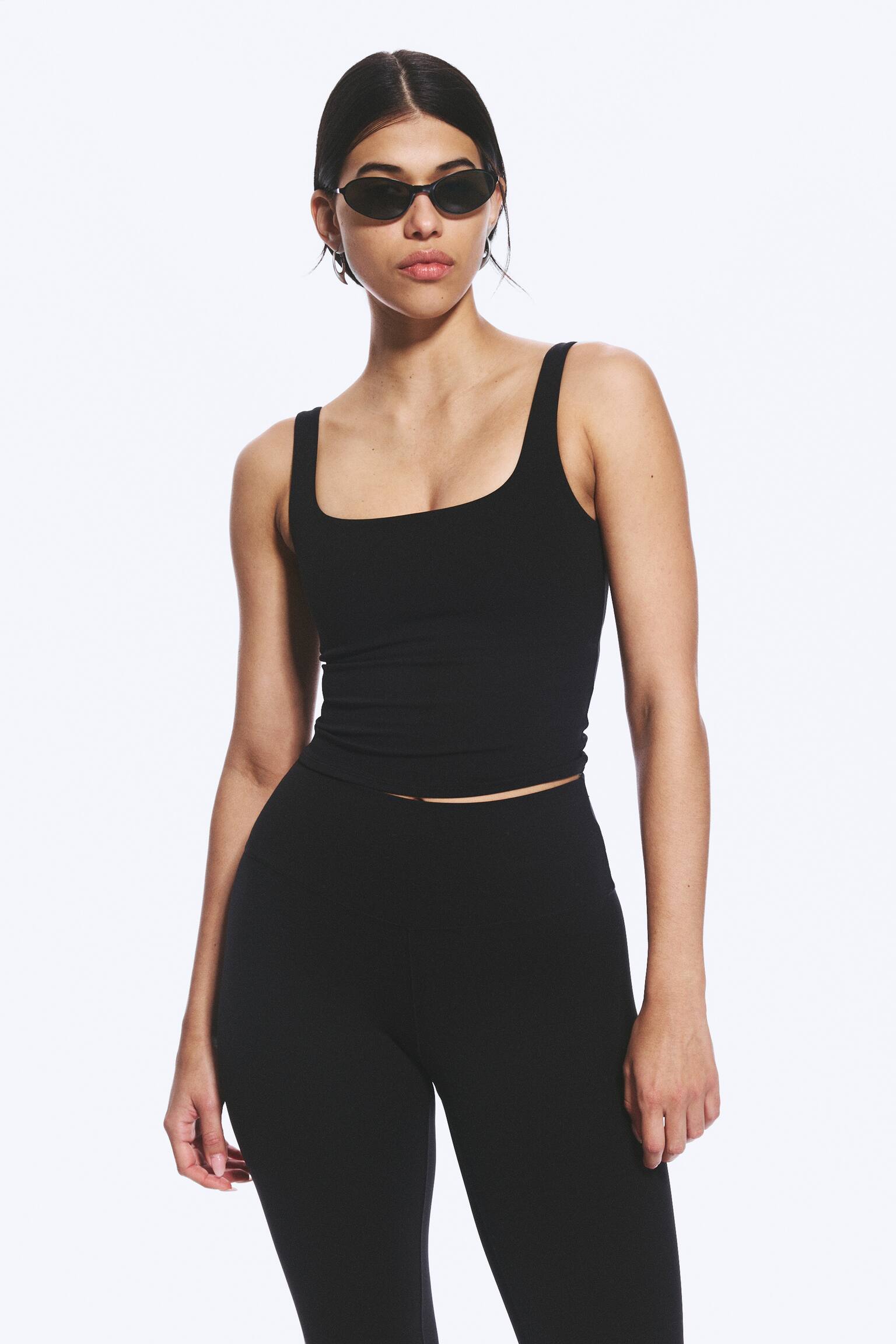 Top sportowy Cropped - Czarny/Ciemnoszary - 1