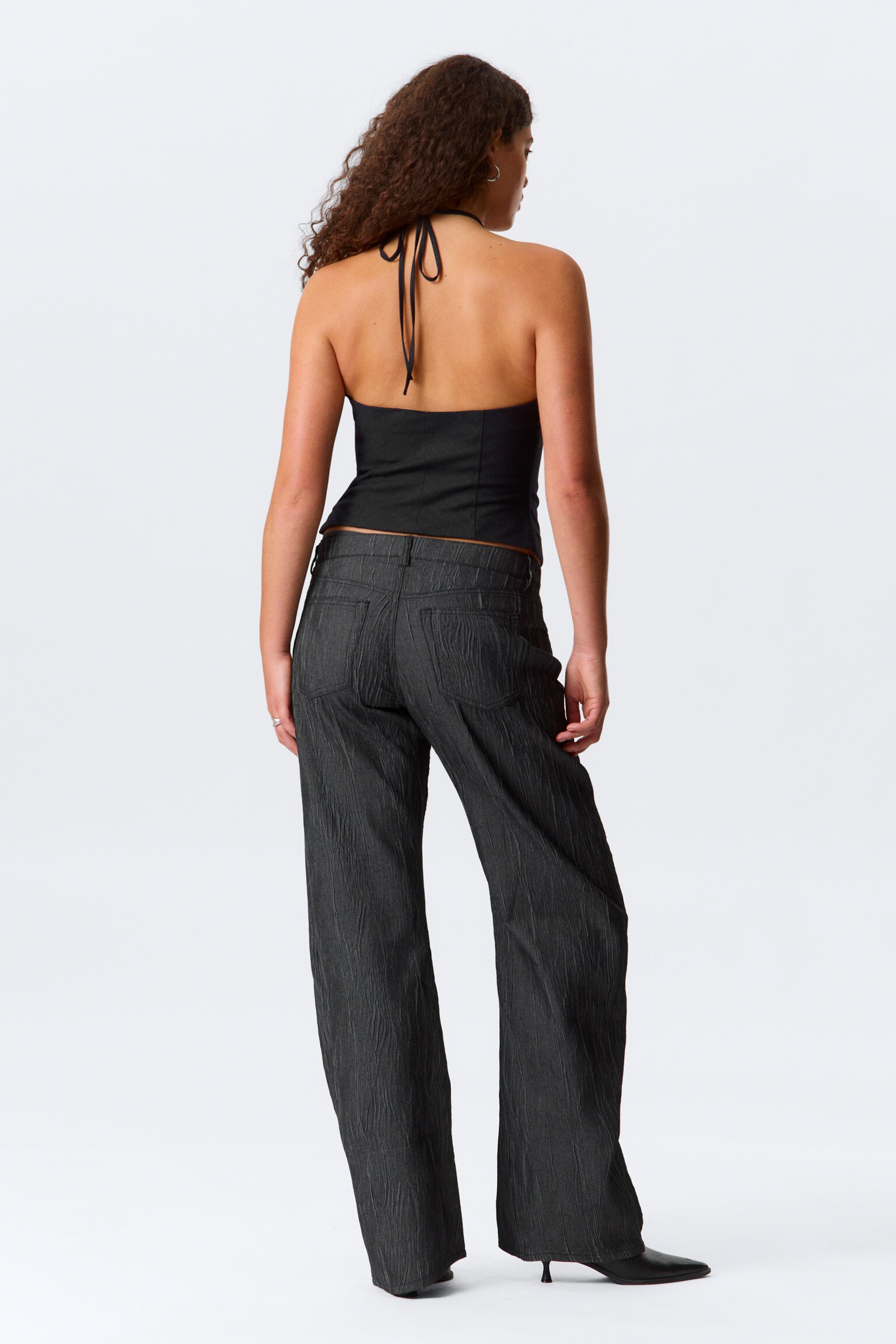 Slim Fit Halter Top - Dark Blue - Pinstripe - 5