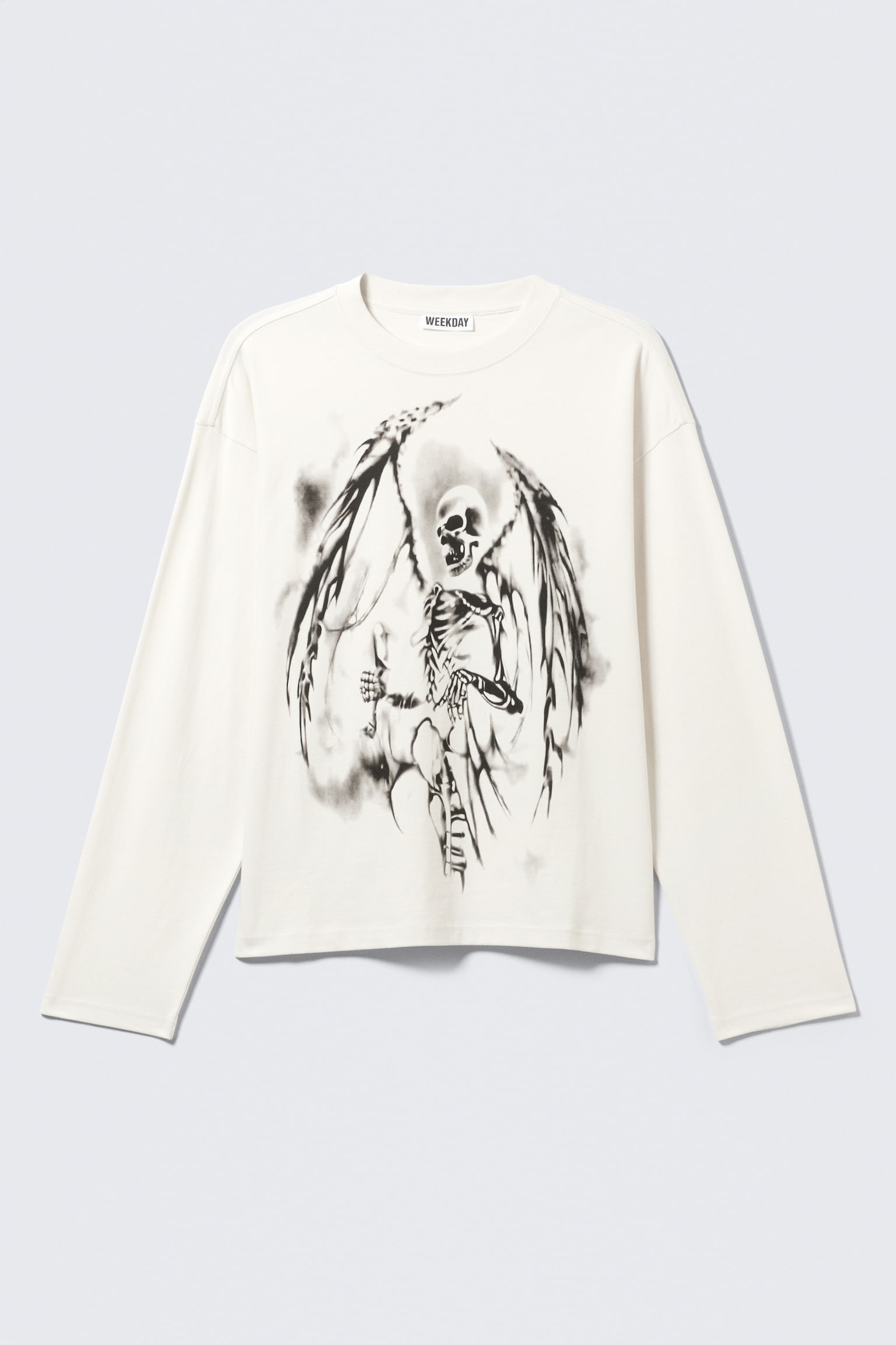 Kastiges Langarmshirt mit Grafikprint - Weiß - Skelett-Engel/Weiß - Airways/Schwarz - "Midnight Nightmare"/Weiß - Wütende Panther/Weiß - Skull Flame/Washed Black - Skull Flame/Washed Grau - Virtual Mission