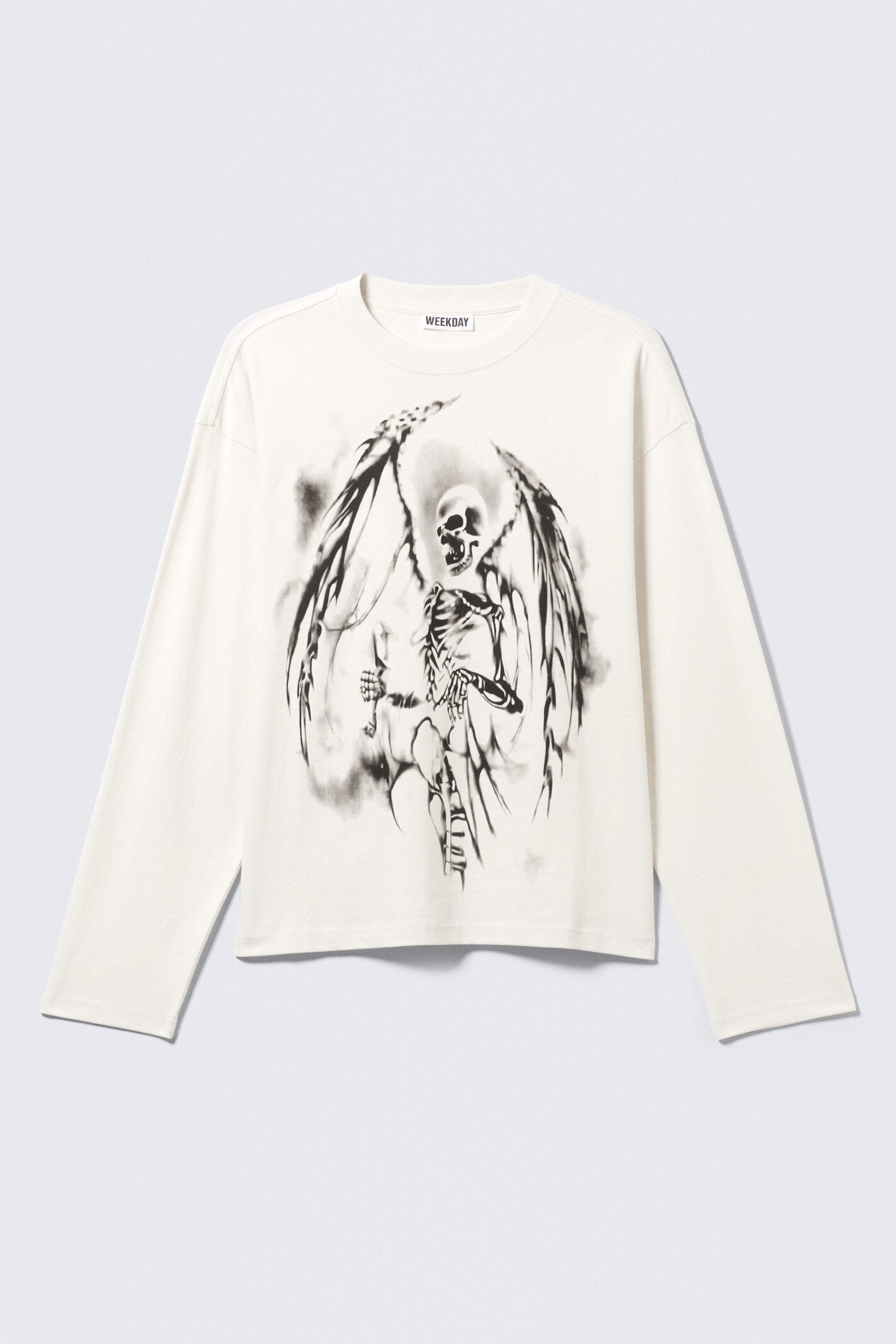 Zobrazit větší obrázek: Great Boxy Graphic Long Sleeve T-shirt - Bílá - Skeleton Angel - MUŽI | H&M CZ 1