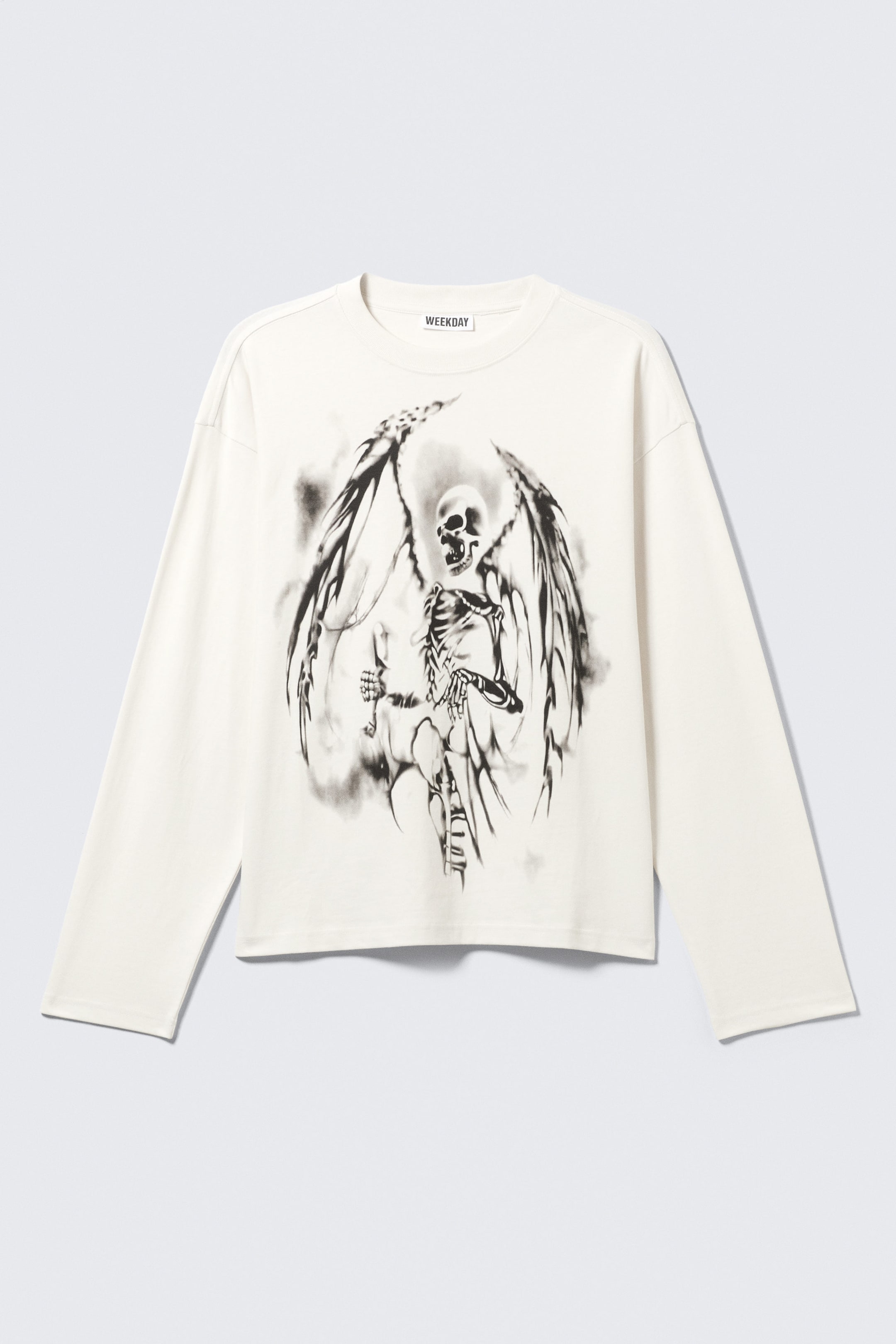 White - Skeleton Angel - Geweldig boxy T-shirt met graphic en lange mouwen - 3