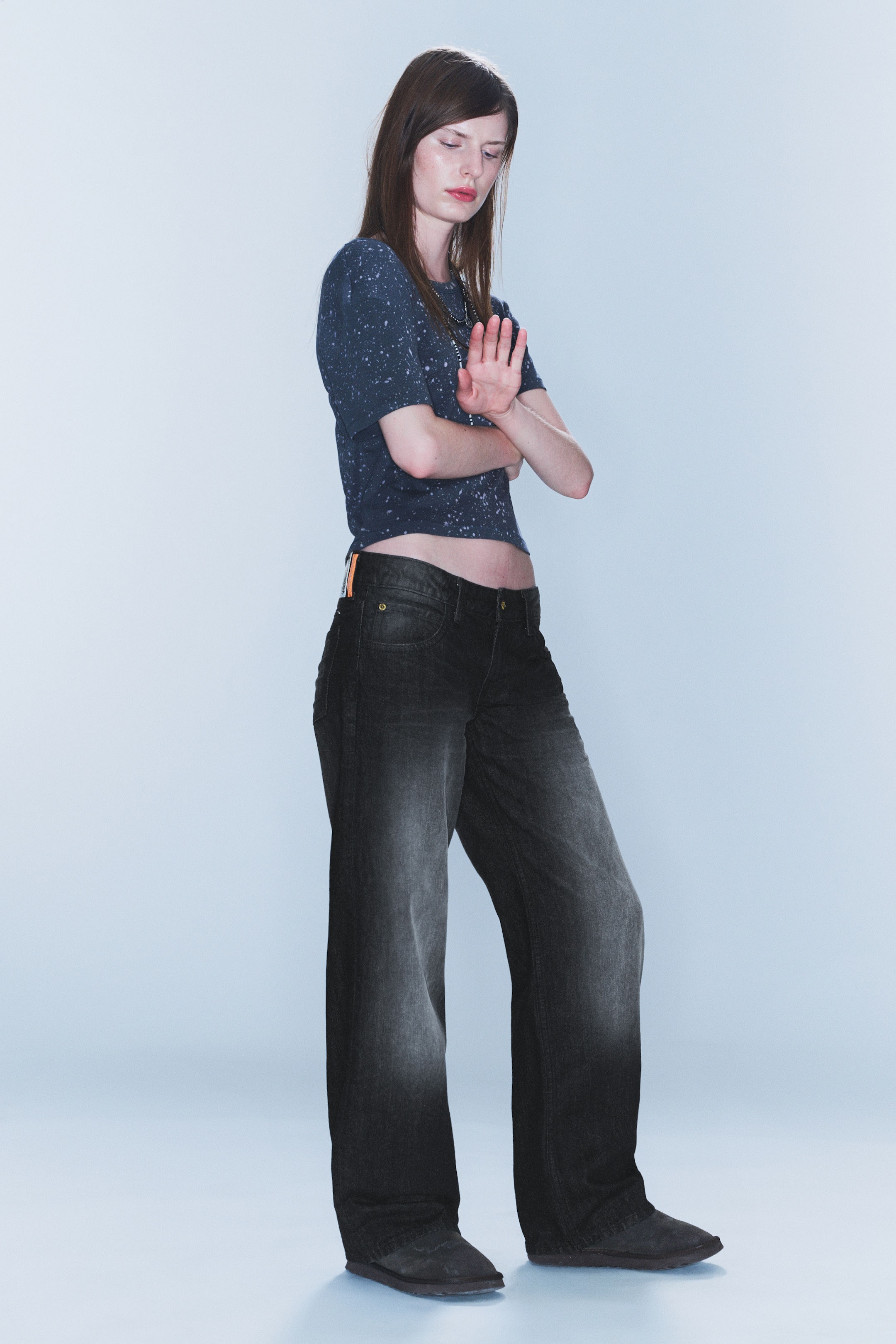 Visualizza immagine più grande: Jeans Messy regular a vita bassa con straight leg - Nero slavato - Nero - DONNA | H&M IT 1