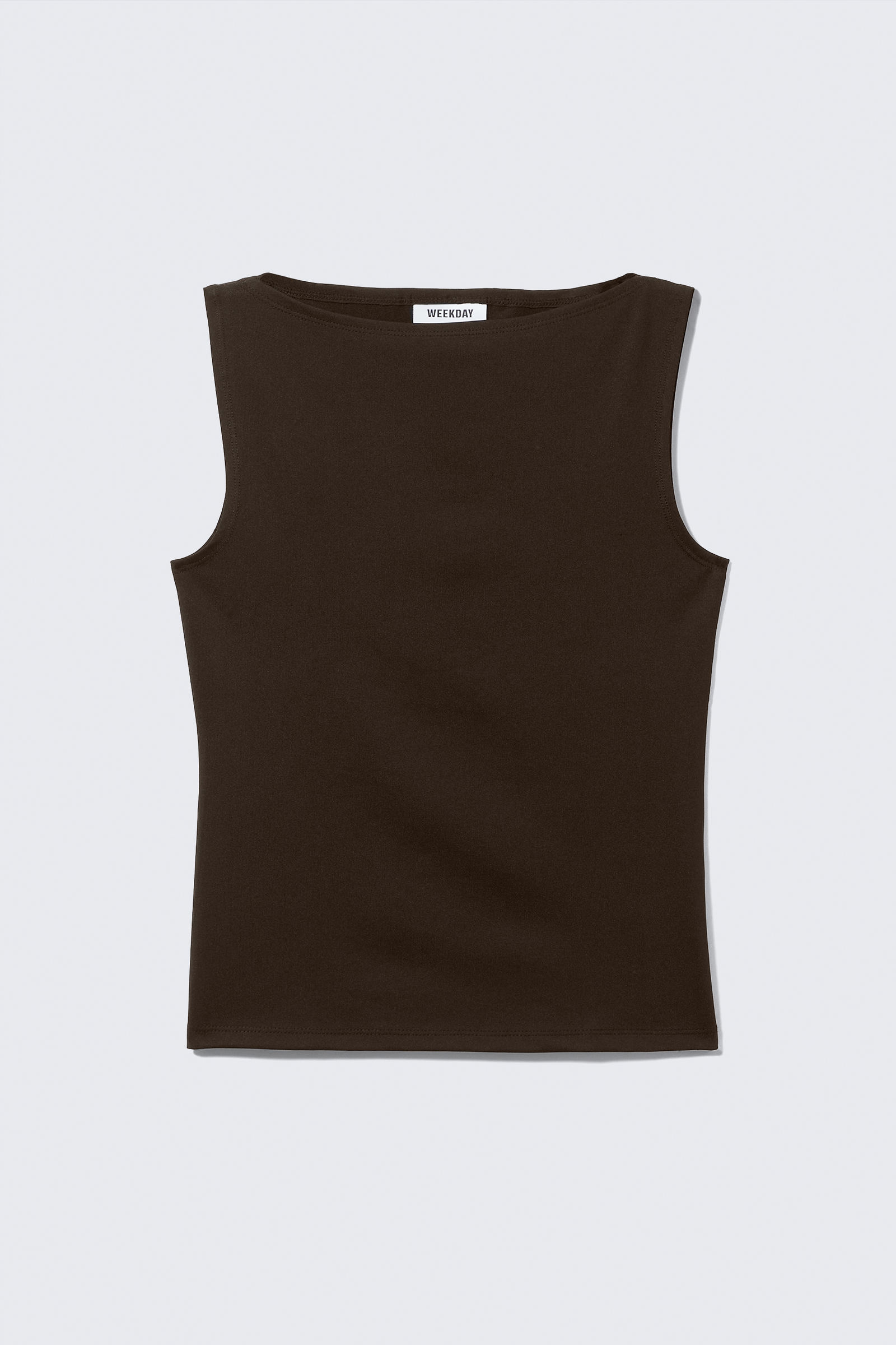 super soft sleeveless boatneck top - Dark Brown | Monki WW